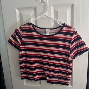 VINTAGE forever 21 cropped striped shirt - Small